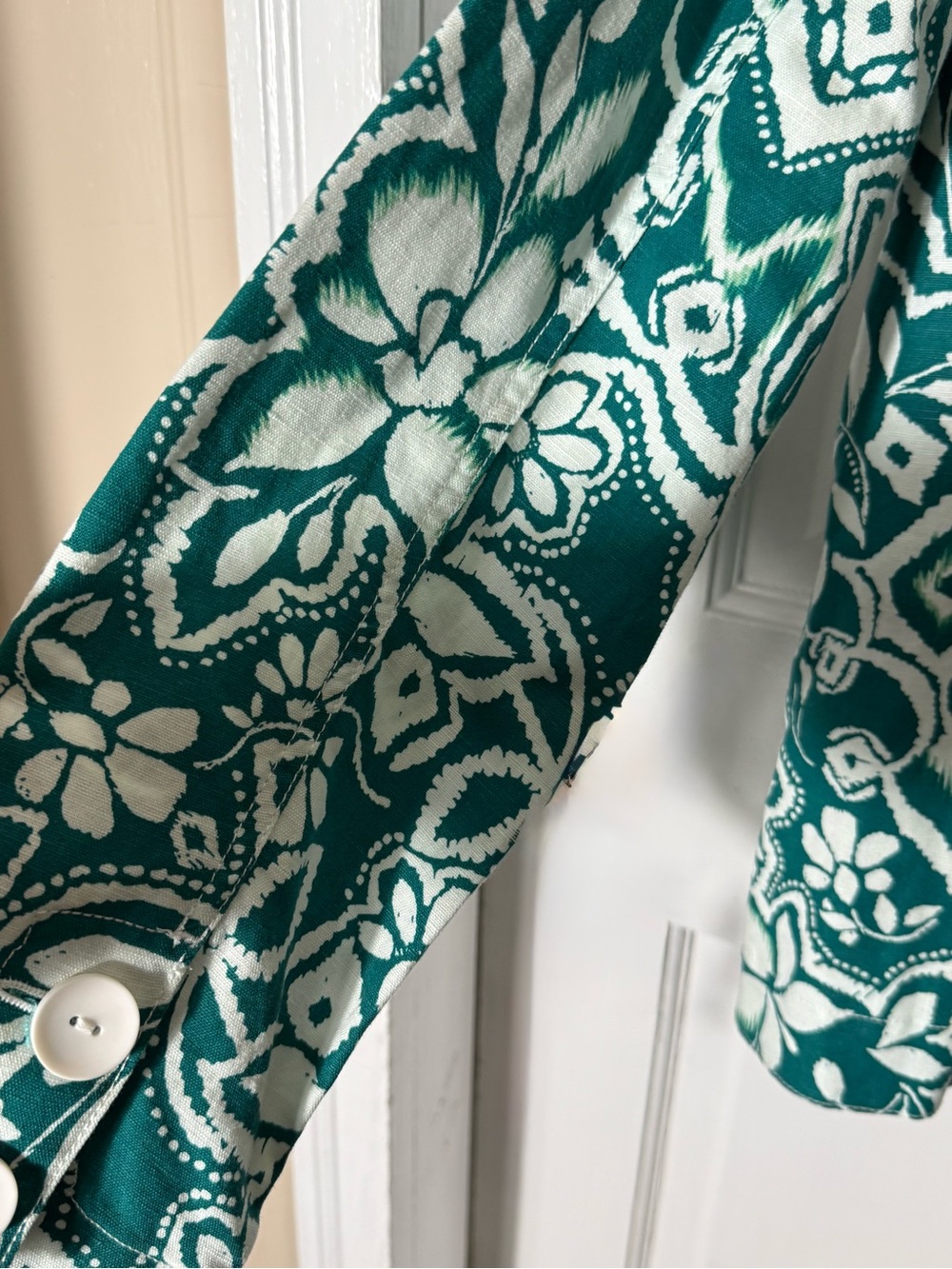 Croft and borrow green + White Floral Print jacket - Picture 7 of 7